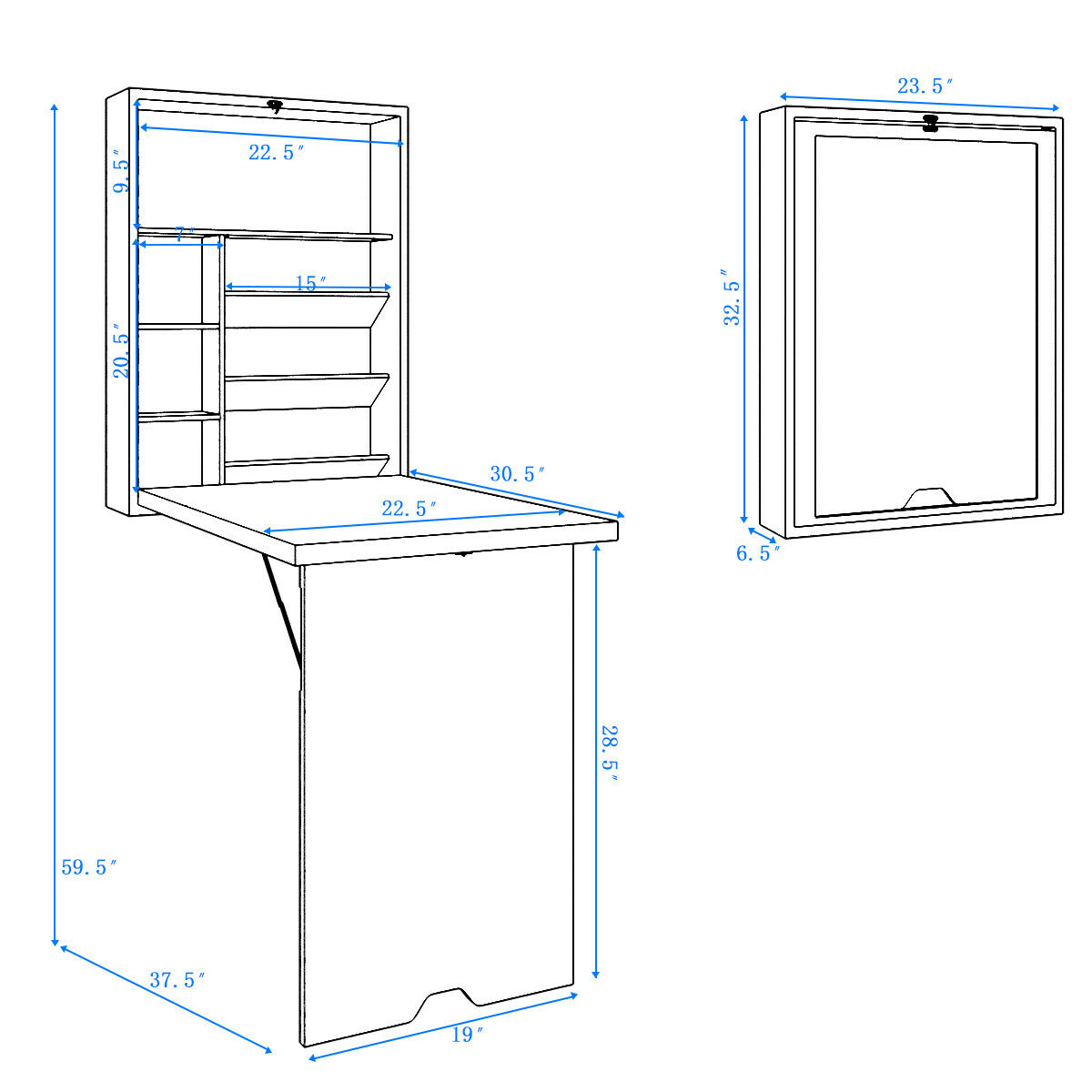 Goplus Wall Mounted Fold Out Convertible Floating Desk Writing
