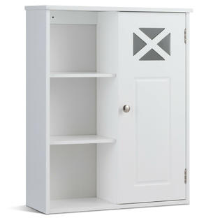 Costway Wall Mounted Cabinet Bathroom Storage 2 Tier Shelf Multipurpose Organizer White