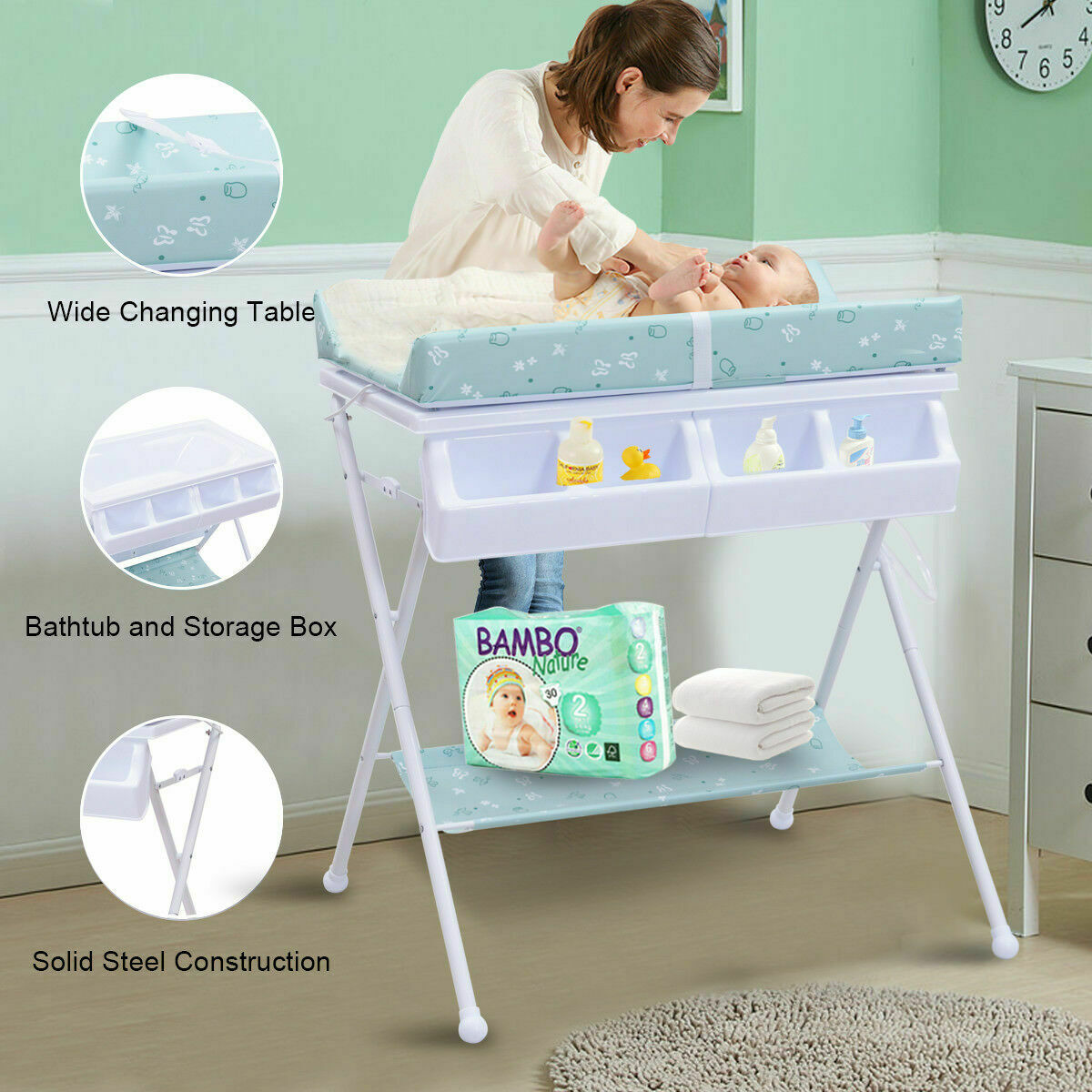 costway baby infant bath changing table