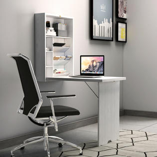 Costway Wall Mounted Fold Out Convertible Floating Desk Writing