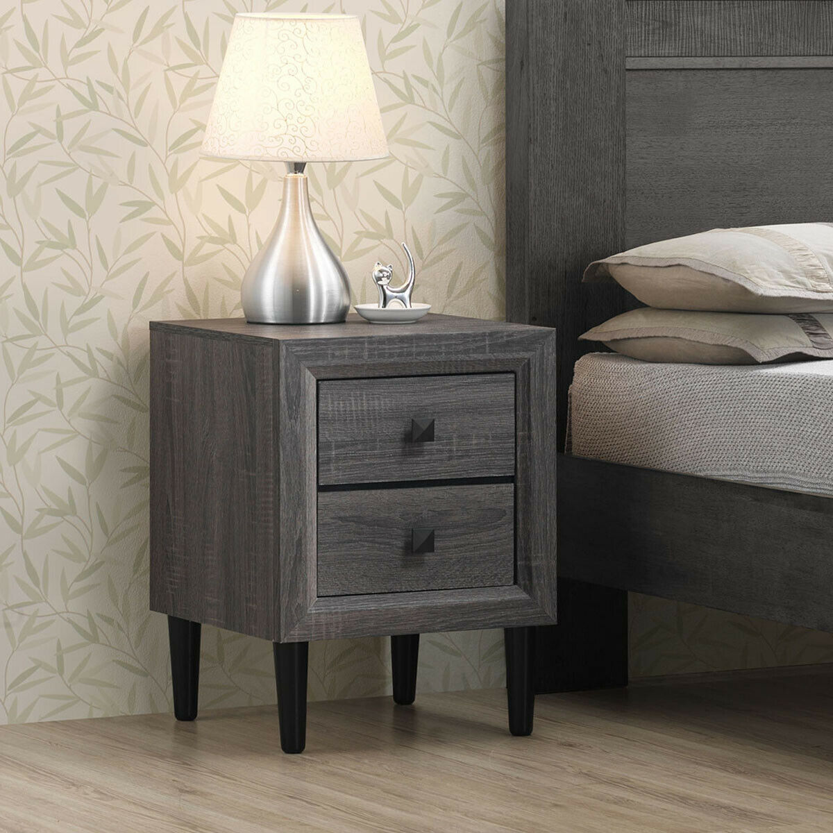 grey bedside table