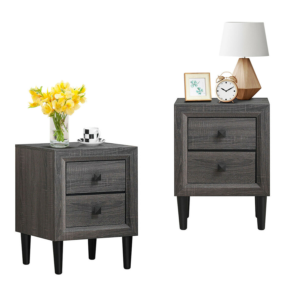 grey bedside table