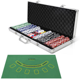 Goplus 500 Chips Poker Dice Chip Set Texas Hold/'em Cards w// Aluminum Case New