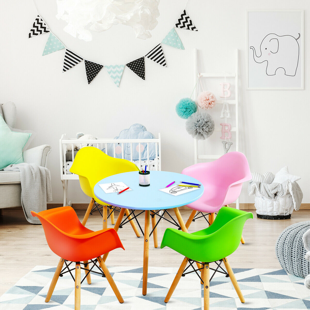 mid century kids table and chairs