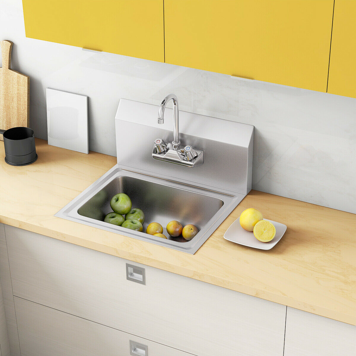 Goplus Commercial Stainless Steel Wall Mount Hand Washing