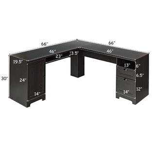 Costway L-Shaped Corner Computer Desk Writing Table Study ...