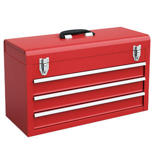 Goplus Portable Tool Chest Box Storage Cabinet Garage Mechanic Organizer 3 Drawers Red