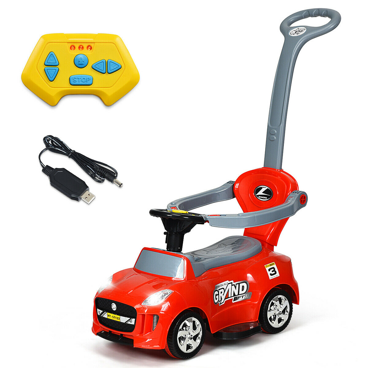 Costway Kids Electric Ride On Car Toddler Push Car Stroller w/2.4G Remote Control Red Shop