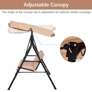 Goplus Op70493zs Loveseat Patio Canopy Swing Glider Hammock Cushioned Steel Frame Outdoor