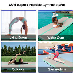Goplus Inflatable Gymnastics Tumbling Mat Air Track Floor Mats With Pump Home Use Green