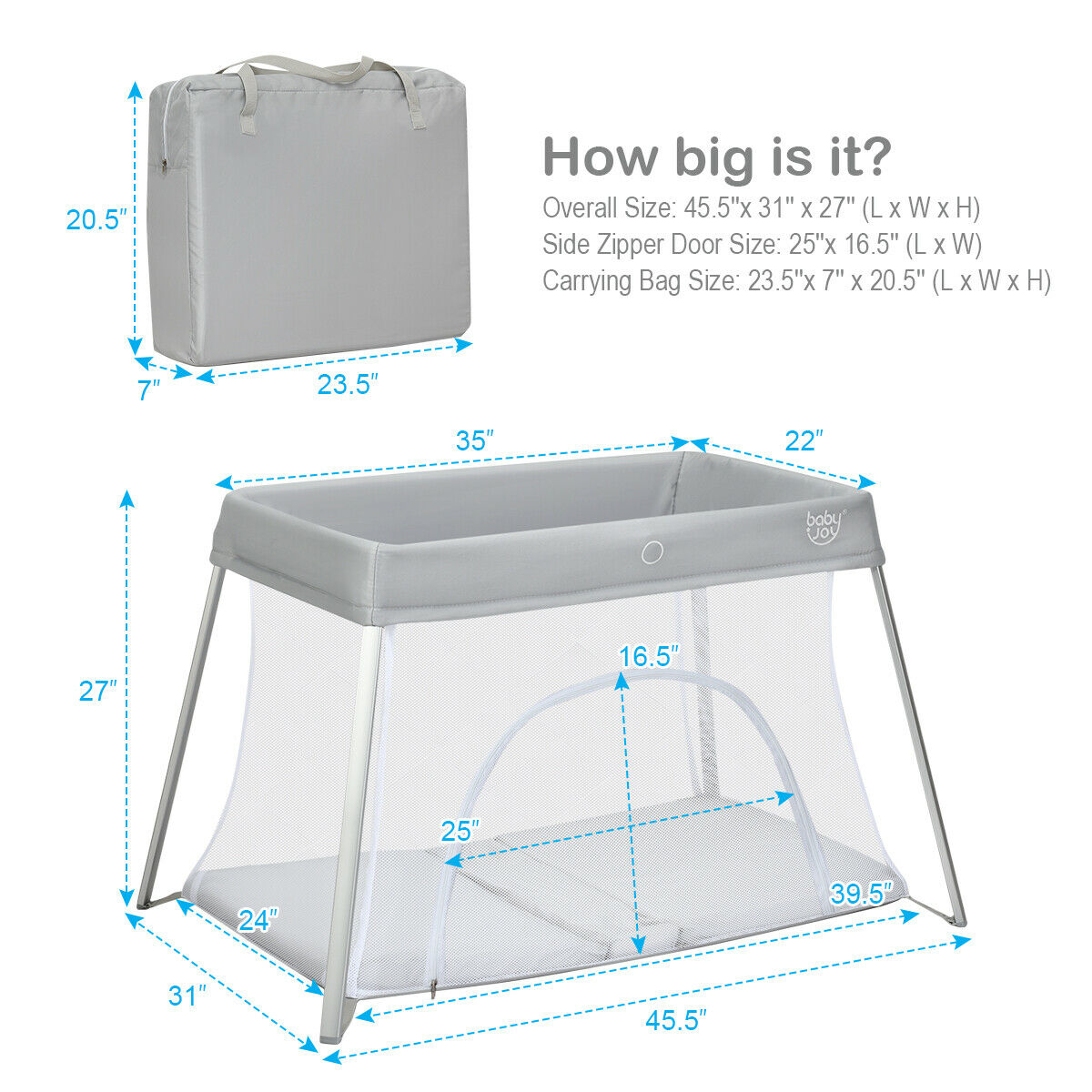 costway foldable baby crib