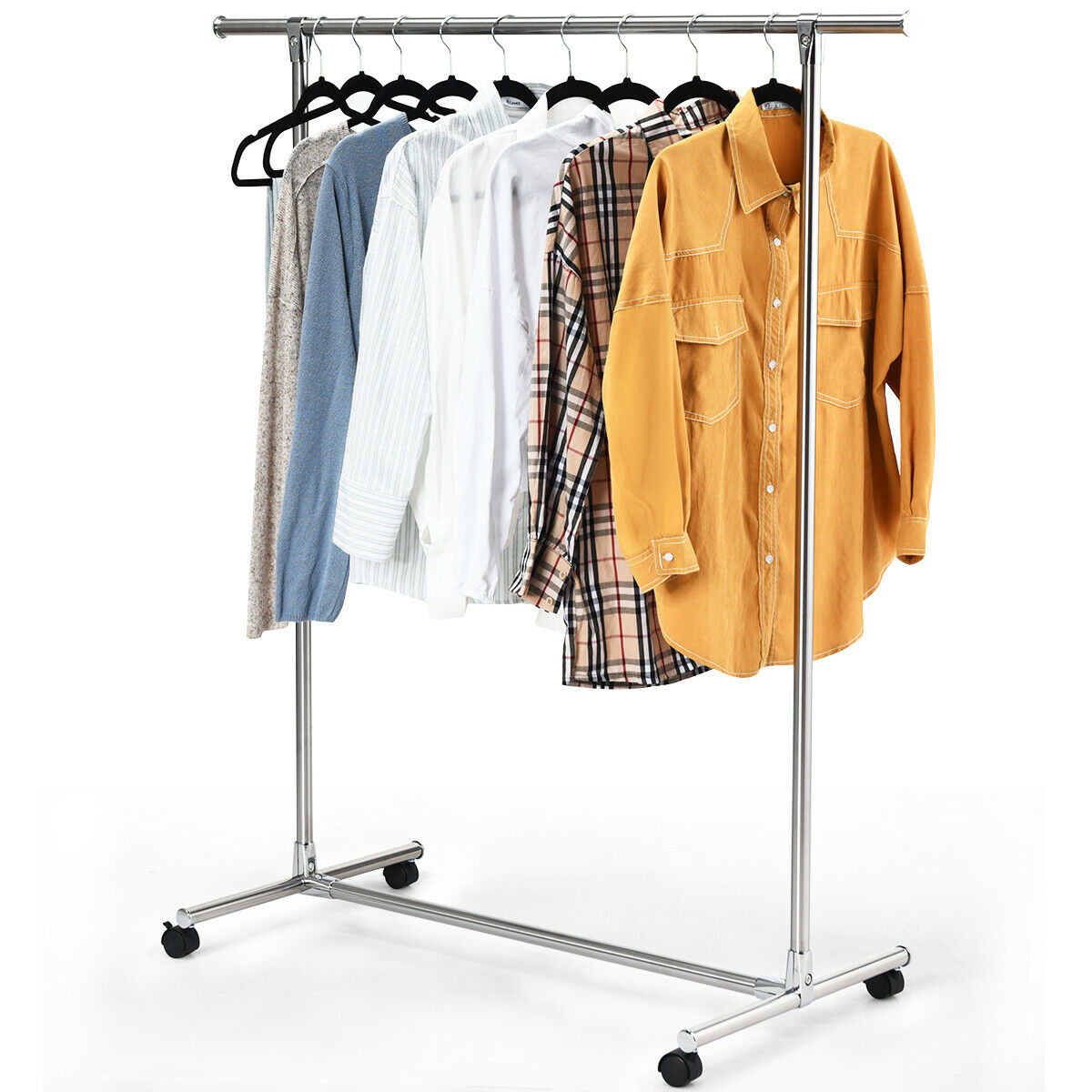 Stainless Steel Portable Rolling Clothes Rack Hanging Garment Heavy Duty Hanger