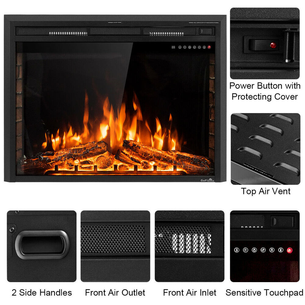 Goflame 36" Electric Fireplace Insert Freestanding Stove Heater Touch 750W-1500W Remote