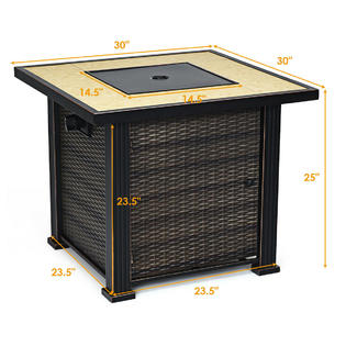 Goplus OP3622 30" Square Propane Gas Fire Pit 50000 BTUs ...