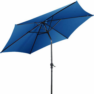 Costway Op2807bl 10ft Patio Umbrella Sunshade Market Steel Tilt W Crank Outdoor Yard Garden Blue