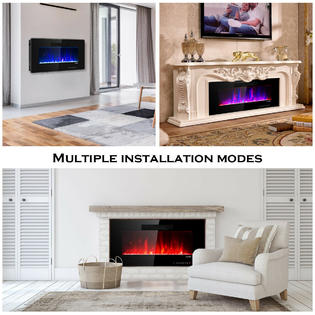 Goflame 36 Recessed Electric Fireplace In-wall Wall Mounted Electric Heater