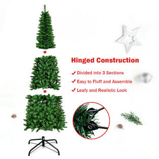 Costway 7 5ft Pre Lit Hinged Artificial Christmas Tree With 350 Warm White Lights New