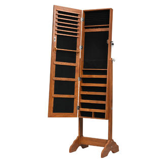 Costway Lockable Jewelry Armoire Cabinet Floor Standing Box Storage Organizer W Mirror