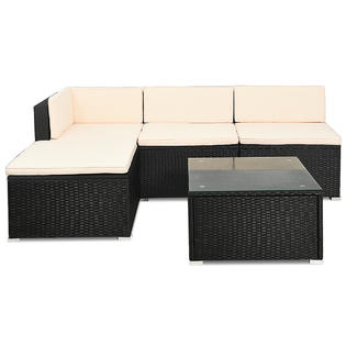 Costway Hw62359 5 Pieces Patio Rattan Furniture Sets Wicker Sofa Deck Couch Garden Furniture