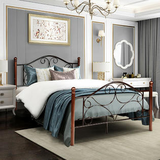 Goplus Full Size Steel Bed Frame Platform Stable Metal Slats Headboard Footboard New