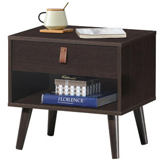 Costway Nightstand Sofa Side End Table Bedside Table W Drawer Storage Shelf Wood Legs