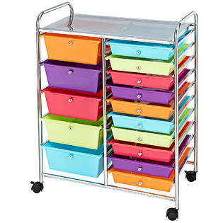 Costway 15 Drawer Rolling Storage Cart Storage Rolling Carts ...