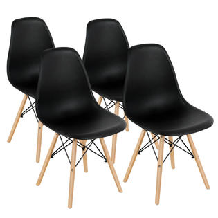 Costway Set Of 4 Mid Century Modern Dsw Dining Side Chair Wood Legs Black