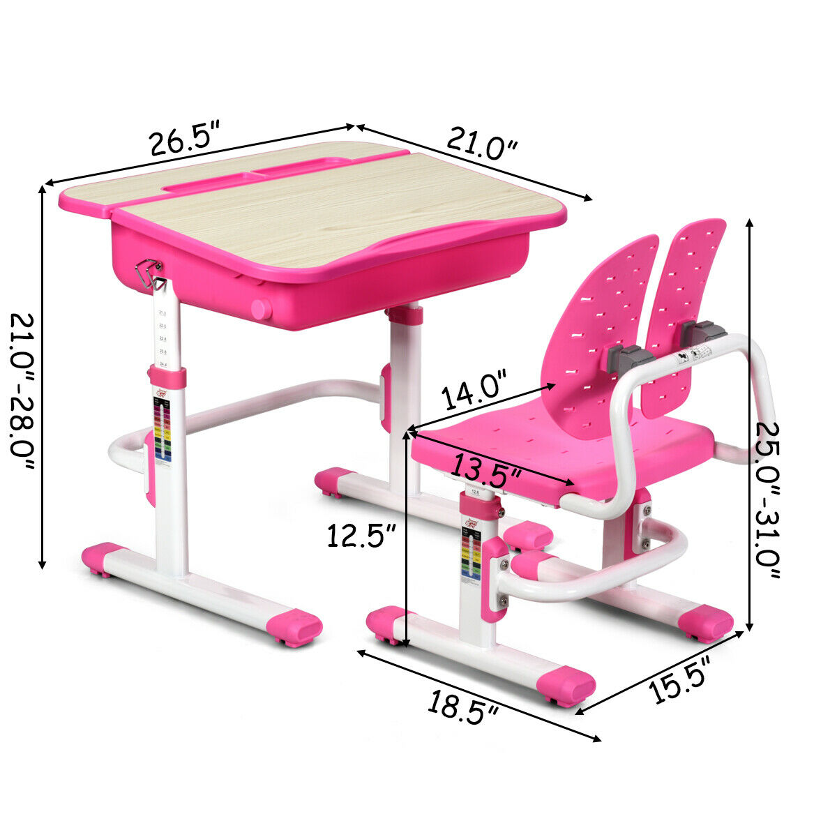 adjustable children's desk and chair set