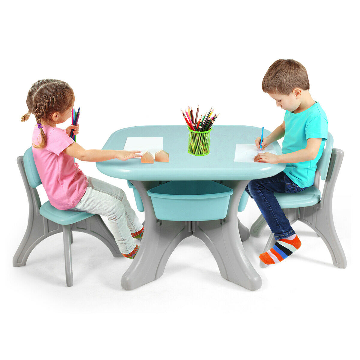Costway Children Kids Activity Table & Chair Set Play Furniture W