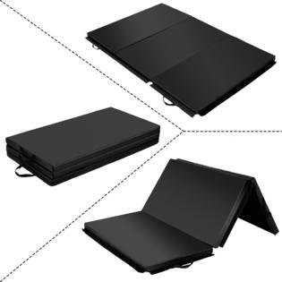 Goplus 6 X 4 Tri Fold Gymnastics Mat Thick Folding Panel Gym Fitness Exercise Black Blue