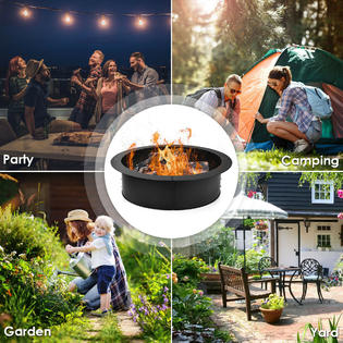 Costway Hw63414 36 Inch Round Steel Fire Pit Ring Liner Diy Wood Burning Insert