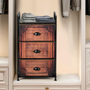 Costway 3 Printing Drawer Cabinet Fabric Dresser Storage Tower