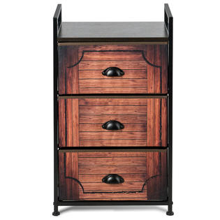 Costway 3 Printing Drawer Cabinet Fabric Dresser Storage Tower