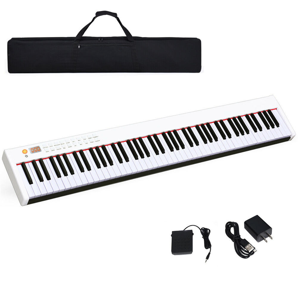 Sonart BXII 88 Key Digital Piano MIDI Bluetooth Keyboard w/ Pedal & Bag White