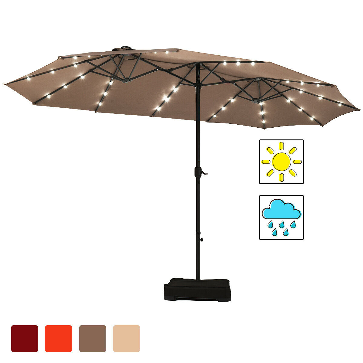 double patio umbrella with base