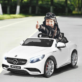 Costway White 12v Mercedes Benz S63 Licensed Kids Ride On Car Battery Powered Rc W Mp3