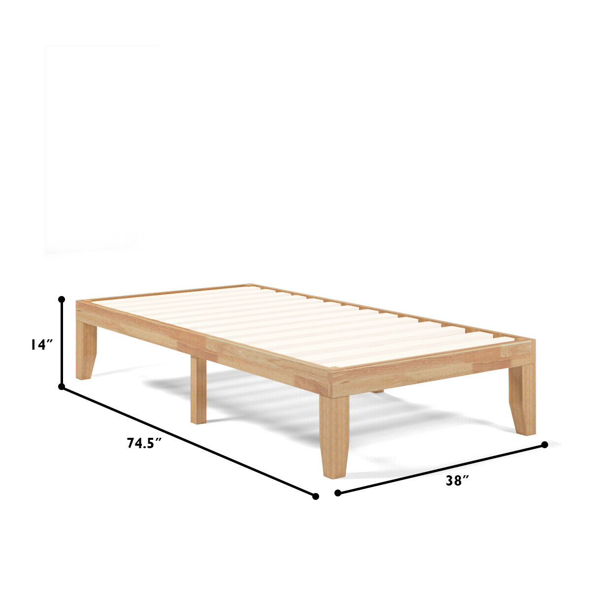 Costway Twin Size 14 Wooden Bed Frame, Twin Size Wooden Bed Frame