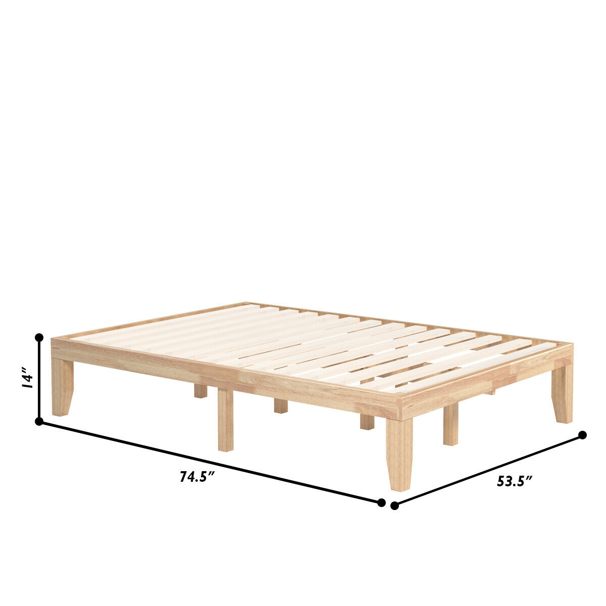 Costway Full Size 14 Wooden Bed Frame, Full Bed Frame With Slats