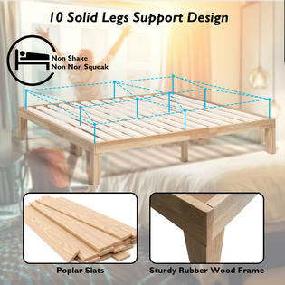 Costway King Size 14 Wooden Bed Frame Mattress Platform Wood Slats Support Natural