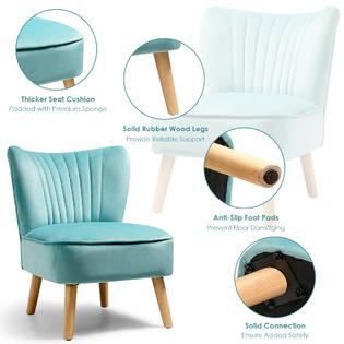 Costway Armless Accent Chair Modern Velvet Leisure Chair Single Sofa Upholstered Green