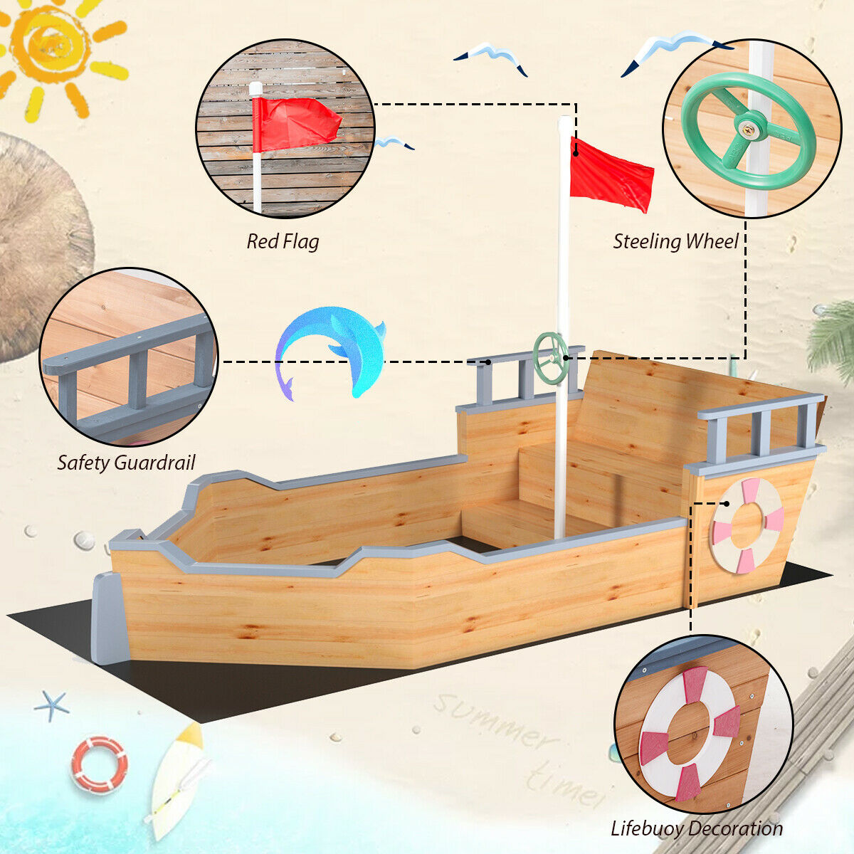 wooden pirate ship kmart