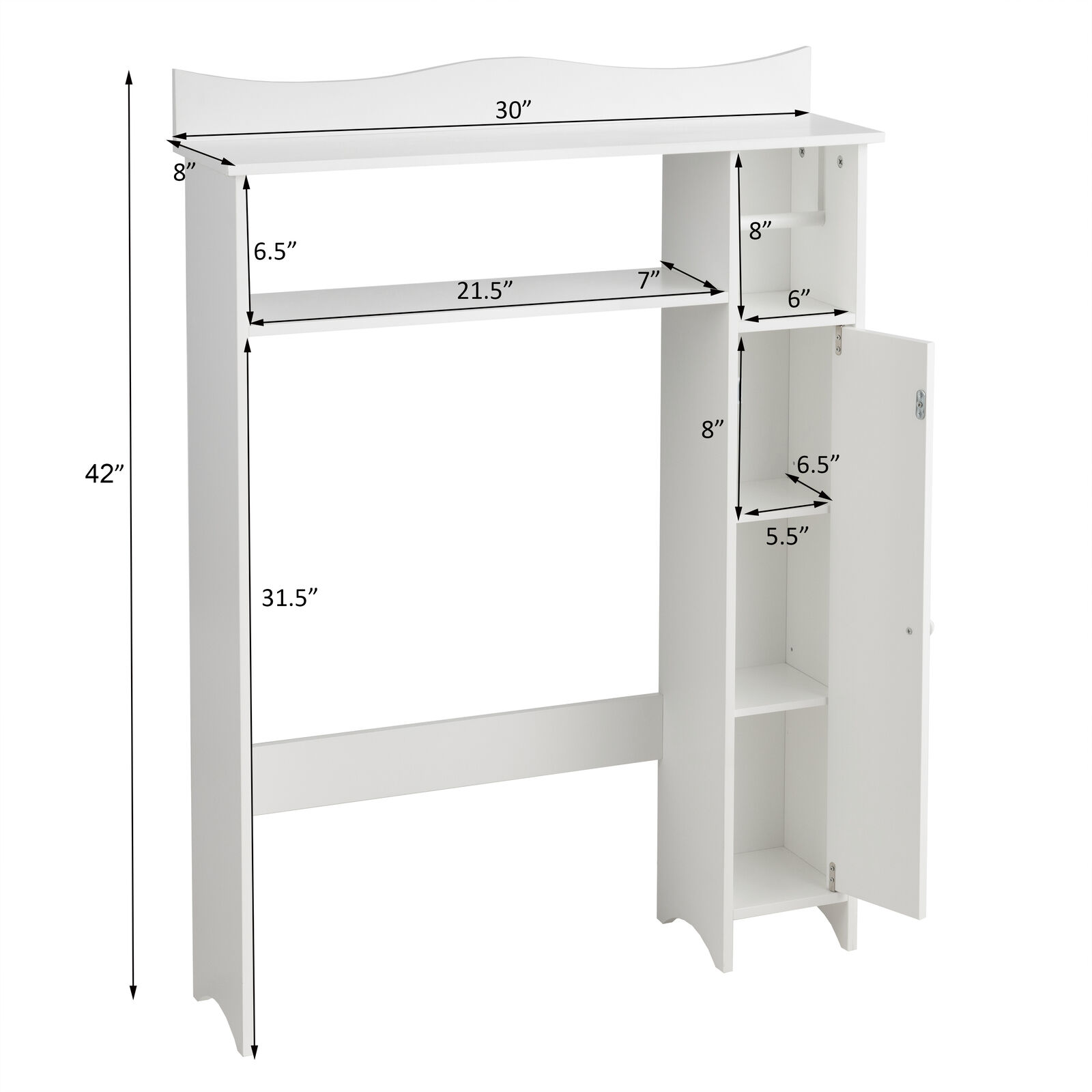 Costway Wood Over The Toilet Storage Cabinet Bathroom Space Saver