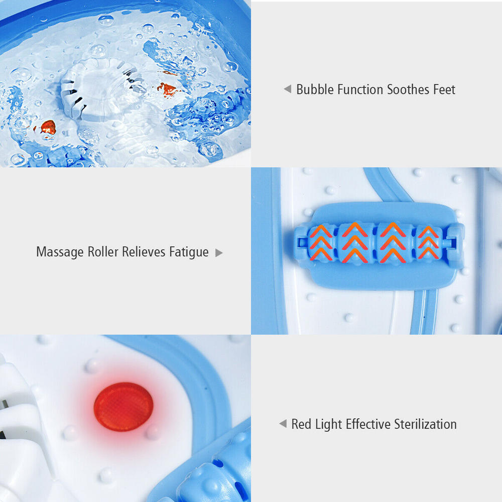 Costway Foldable Foot Spa Bath Motorized Massager w/ Heat Red Light Bubble Stress Relief