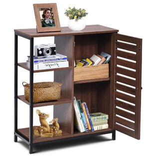 Costway Industrial Bathroom Storage Cabinet Free Standing Cabinet W 3 Shelves