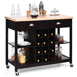 Costway Rolling Kitchen Island Bar Storage Serving Cart With