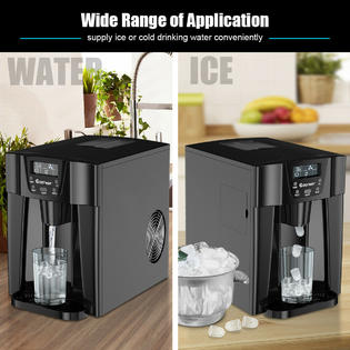 Costway EP24509US-BK Black 2 In 1 Ice Maker Water Dispenser Countertop  36Lbs/24H LCD Display Portable