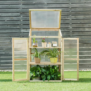 Costway Gt3478 Cold Frame Greenhouse Portable Wooden Raised Planter Bed Protection 24 X18 X40