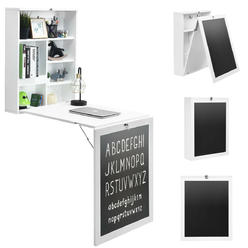 Costway Wall Mounted Table Fold Out Convertible Desk with A Blackboard/Chalkboard White