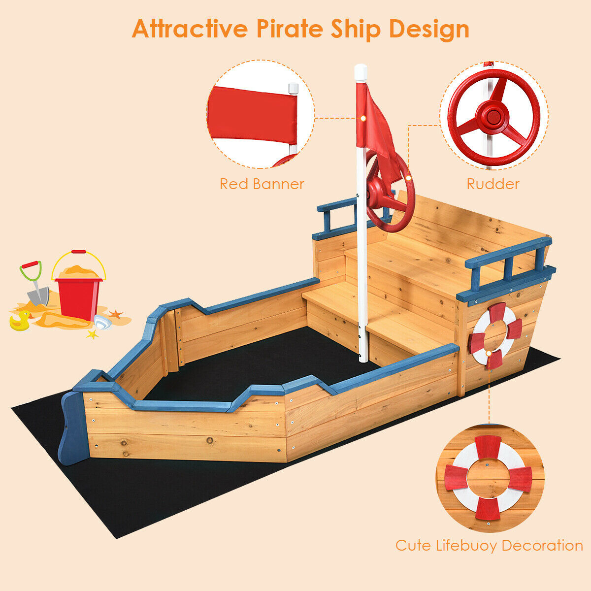 wooden pirate ship kmart