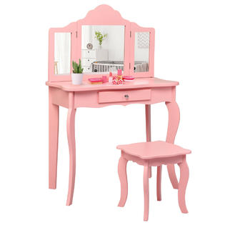 Costway Kids Vanity Table Stool Princess Dressing Make Up Play Set For Girls Pink I got this table top idea from other social media platforms and i just knew it would be an easy build and hope fully something entertaining to watch especially since there isn't another video out there like this, which i.